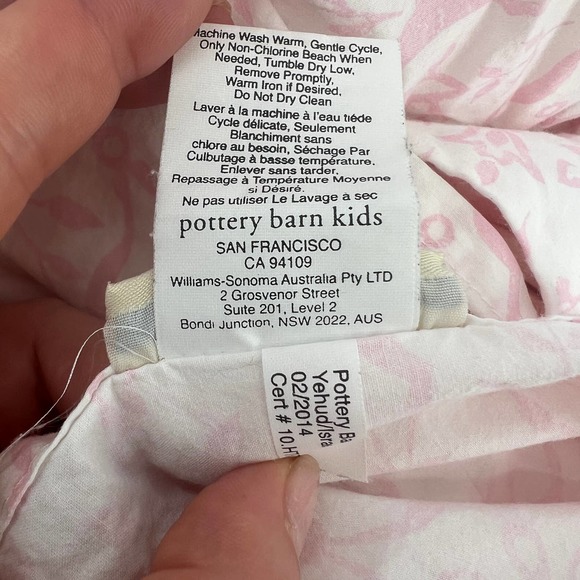 Pottery Barn Kids Pink on White Floral Geometric Inspired Print Flat Sheet EUC - Picture 5 of 5